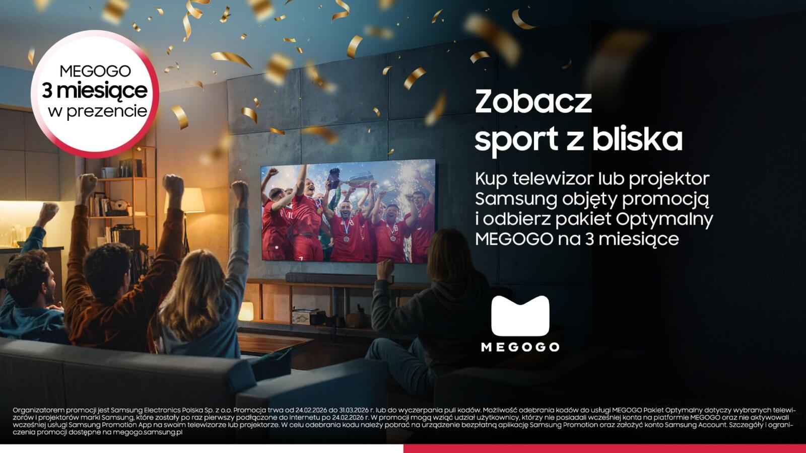 Kup telewizor Samsung i odbierz 3 miesiące dostępu do MEGOGO – promocja 2026