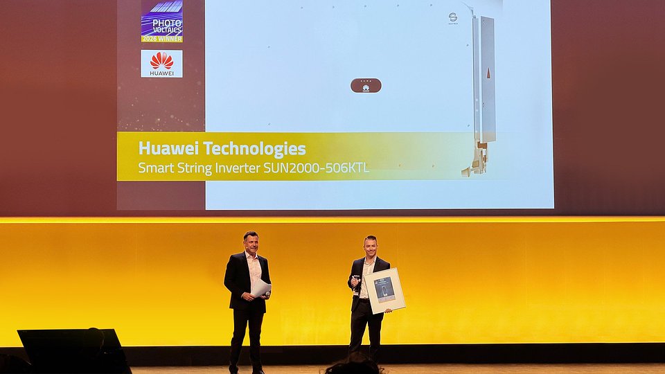 Falownik Huawei Smart String o mocy 506 kW zdobył nagrodę „The Smarter E AWARD” podczas targów Intersolar Europe 2026
